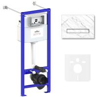 Комплект 4 в 1 инсталляции для подвесного унитаза Lavinia Boho Relfix 77020040 (с бело-серой стеклянной клавишей смыва, звукоизоляцией и крепежом)