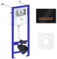 Комплект 4 в 1 инсталляции для подвесного унитаза Lavinia Boho Relfix 77020032 (с черно-коричневой стеклянной клавишей смыва, звукоизоляцией и крепежом)