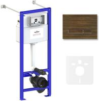 Комплект 4 в 1 инсталляции для подвесного унитаза Lavinia Boho Relfix 77020025 (с коричневой пластиковой клавишей смыва, звукоизоляцией и крепежом)