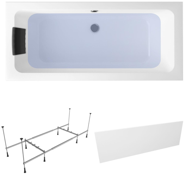 Комплект 4 в 1 Lavinia Boho Pure S2-3710075P, акриловая ванна 170x75 см, усиленный металлический каркас с монтажным набором, мягкий силиконовый подголовник, лицевой экран Комплект 4 в 1 Lavinia Boho Pure S2-3710075P, акриловая ванна 170x75 см, усиленный металлический каркас с монтажным набором, мягкий силиконовый подголовник, лицевой экран