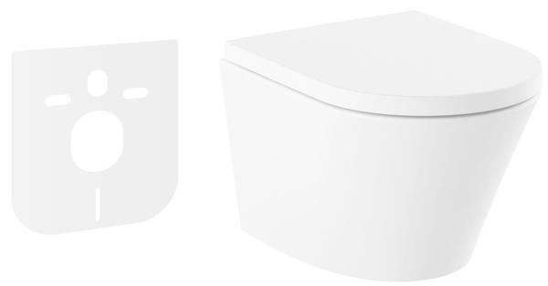 Комплект 2 в 1 Lavinia Boho Biore Rimless 21010006, подвесной безободковый унитаз, быстросъемное сиденье микролифт из прочного дюропласта, шумоизоляция