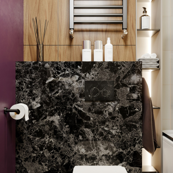 Комплект 4 в 1 инсталляции для подвесного унитаза Lavinia Boho Relfix 77020039 (с черно-серой стеклянной клавишей смыва, звукоизоляцией и крепежом)