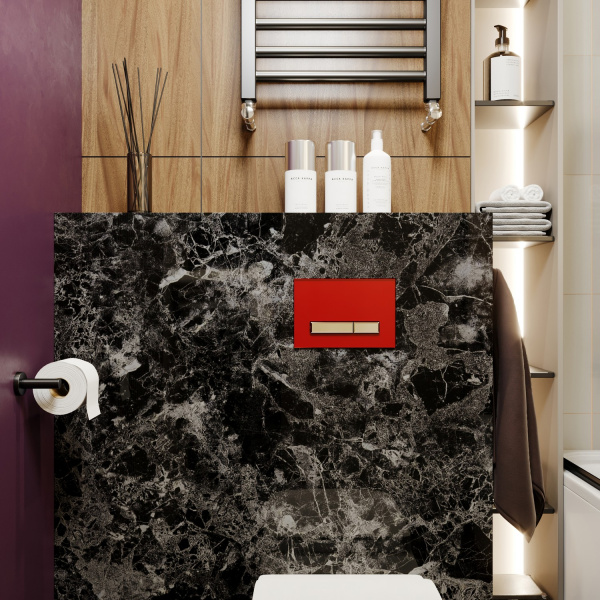 Комплект 4 в 1 инсталляции для подвесного унитаза Lavinia Boho Relfix 77020026 (с красно-белой стеклянной клавишей смыва, звукоизоляцией и крепежом)