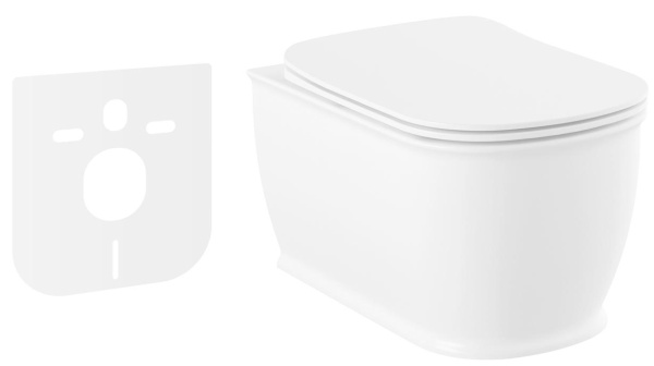 Комплект 2 в 1 Lavinia Boho Bell Pro Rimless 21010001, подвесной безободковый унитаз, быстросъемное сиденье микролифт из прочного дюропласта, шумоизоляция