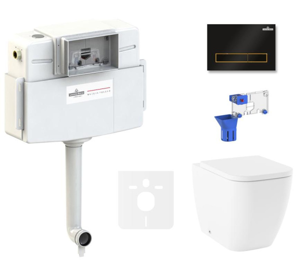 Комплект 5 в 1 Lavinia Boho One 87551027, приставной унитаз, сиденье микролифт, бачок скрытого монтажа, крепление, клавиша смыва, диспенсер