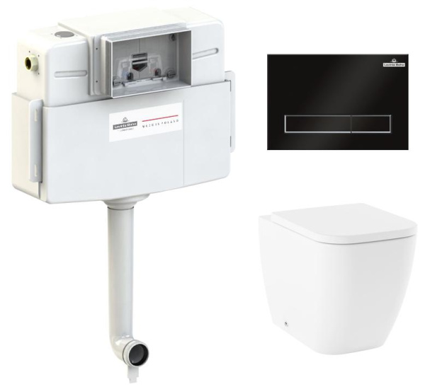 Комплект 4 в 1 Lavinia Boho One 77060220, приставной унитаз, сиденье микролифт, бачок скрытого монтажа, крепление, клавиша смыва