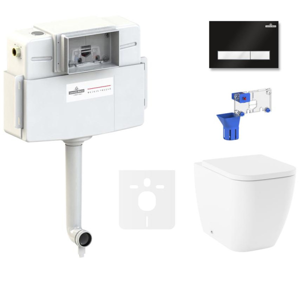 Комплект 5 в 1 Lavinia Boho One 87551021, приставной унитаз, сиденье микролифт, бачок скрытого монтажа, крепление, клавиша смыва, диспенсер