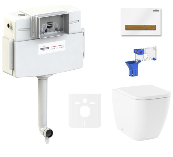 Комплект 5 в 1 Lavinia Boho One 87551023, приставной унитаз, сиденье микролифт, бачок скрытого монтажа, крепление, клавиша смыва, диспенсер
