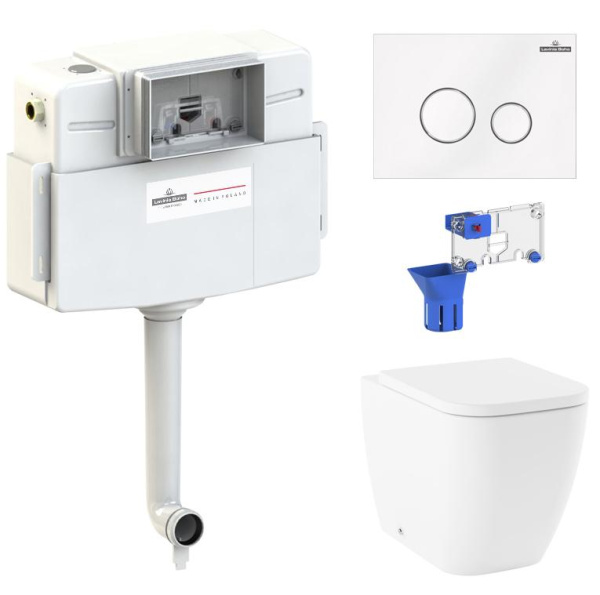 Комплект 5 в 1 Lavinia Boho One 87060227, приставной унитаз, сиденье микролифт, бачок скрытого монтажа, крепление, клавиша смыва, диспенсер