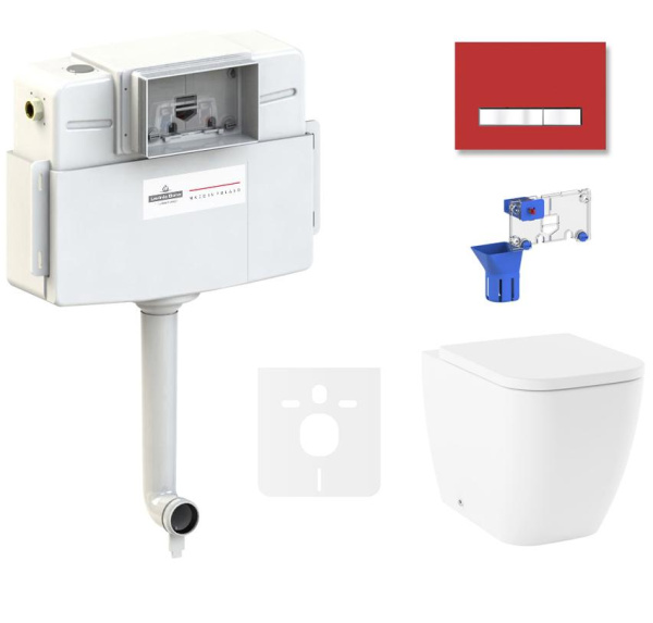 Комплект 5 в 1 Lavinia Boho One 87551019, приставной унитаз, сиденье микролифт, бачок скрытого монтажа, крепление, клавиша смыва, диспенсер