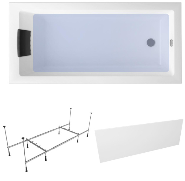 Комплект 4 в 1 Lavinia Boho Element S2-3709008P, акриловая ванна 170x80 см, усиленный металлический каркас с монтажным набором, мягкий силиконовый подголовник, лицевой экран Комплект 4 в 1 Lavinia Boho Element S2-3709008P, акриловая ванна 170x80 см, усиленный металлический каркас с монтажным набором, мягкий силиконовый подголовник, лицевой экран