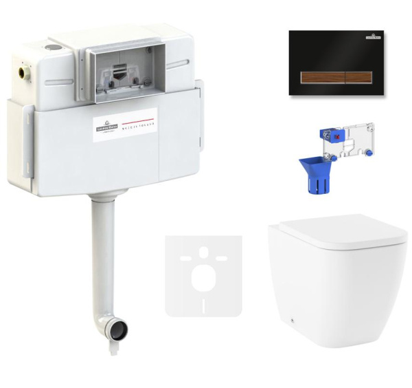 Комплект 5 в 1 Lavinia Boho One 87551022, приставной унитаз, сиденье микролифт, бачок скрытого монтажа, крепление, клавиша смыва, диспенсер