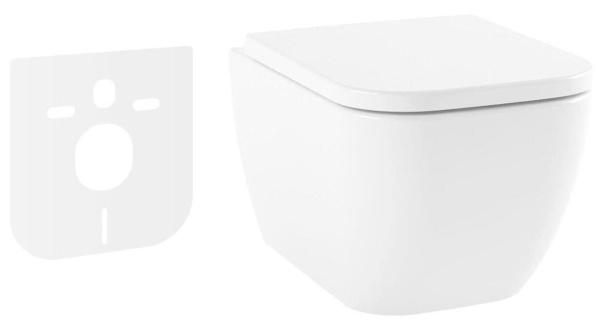 Комплект 2 в 1 Lavinia Boho One Rimless 21010004, подвесной безободковый унитаз, быстросъемное сиденье микролифт из прочного дюропласта, шумоизоляция