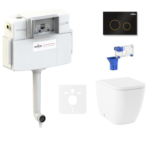 Комплект 5 в 1 Lavinia Boho One 87551029, приставной унитаз, сиденье микролифт, бачок скрытого монтажа, крепление, клавиша смыва, диспенсер