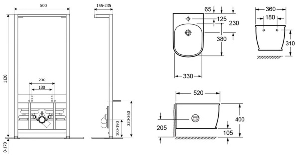 Комплект 2 в 1 Lavinia Boho Relfix Bell Pro 77070253, подвесное биде, система инсталляции для биде