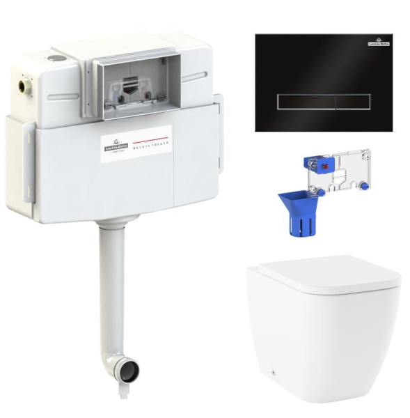 Комплект 5 в 1 Lavinia Boho One 87060226, приставной унитаз, сиденье микролифт, бачок скрытого монтажа, крепление, клавиша смыва, диспенсер