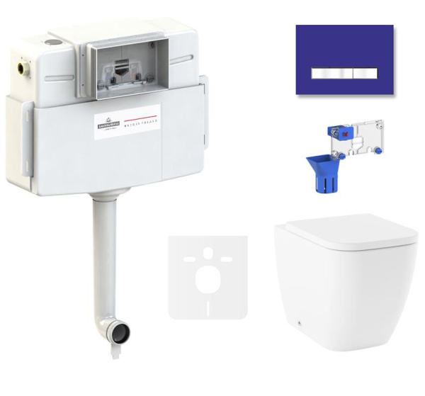 Комплект 5 в 1 Lavinia Boho One 87551020, приставной унитаз, сиденье микролифт, бачок скрытого монтажа, крепление, клавиша смыва, диспенсер