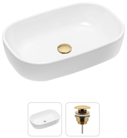 Комплект 2 в 1 Lavinia Boho Bathroom Sink 21520793: накладная раковина 54 см, донный клапан