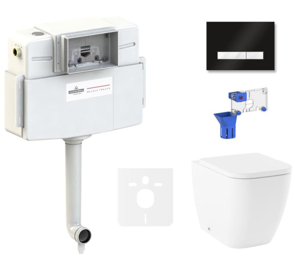 Комплект 5 в 1 Lavinia Boho One 87551024, приставной унитаз, сиденье микролифт, бачок скрытого монтажа, крепление, клавиша смыва, диспенсер