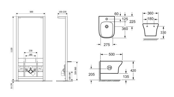 Комплект 2 в 1 Lavinia Boho Relfix Bristol 77070256, подвесное биде, система инсталляции для биде