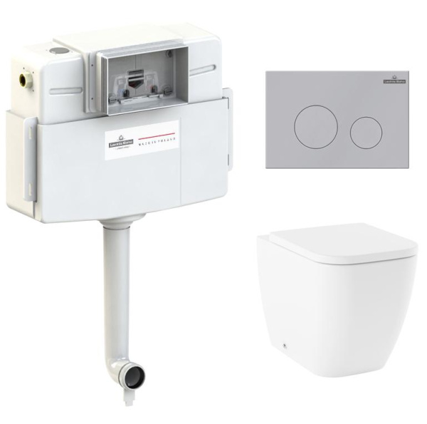 Комплект 4 в 1 Lavinia Boho One 77060223, приставной унитаз, сиденье микролифт, бачок скрытого монтажа, крепление, клавиша смыва