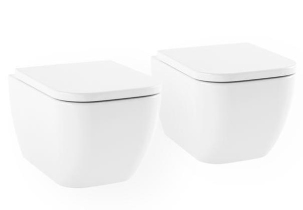 Комплект 2 в 1 Lavinia Boho One Compacto 21020003, чаша подвесного унитаза 2 штуки, быстросъемное сиденье микролифт из прочного дюропласта с хромированными металлическими петлями 2 штуки