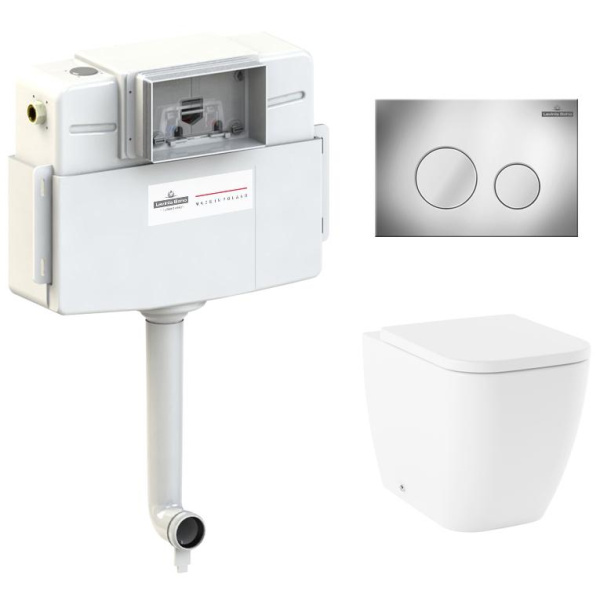 Комплект 4 в 1 Lavinia Boho One 77060222, приставной унитаз, сиденье микролифт, бачок скрытого монтажа, крепление, клавиша смыва