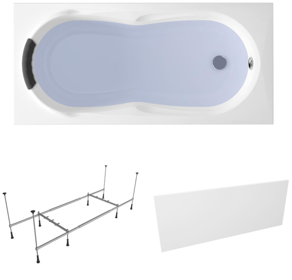Комплект 4 в 1 Lavinia Boho Easter Pro S2-3706005P, акриловая ванна 150x70 см, усиленный металлический каркас с монтажным набором, мягкий силиконовый подголовник, лицевой экран Комплект 4 в 1 Lavinia Boho Easter Pro S2-3706005P, акриловая ванна 150x70 см, усиленный металлический каркас с монтажным набором, мягкий силиконовый подголовник, лицевой экран