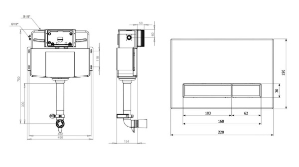 Комплект 2 в 1 Lavinia Boho Relfix 77030041, бачок скрытого монтажа, клавиша смыва