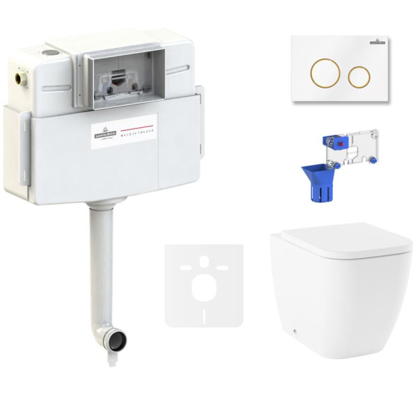 Комплект 5 в 1 Lavinia Boho One 87551030, приставной унитаз, сиденье микролифт, бачок скрытого монтажа, крепление, клавиша смыва, диспенсер