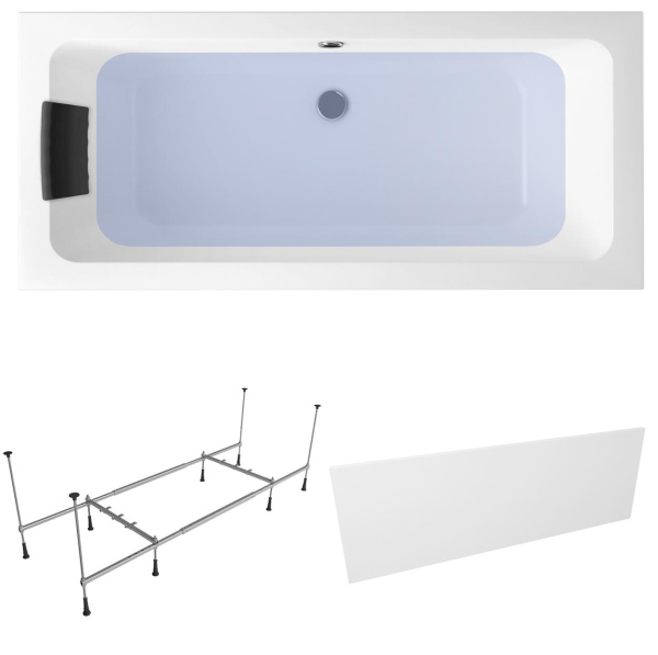 Комплект 4 в 1 Lavinia Boho Pure S2-3710008P, акриловая ванна 180x80 см, усиленный металлический каркас с монтажным набором, мягкий силиконовый подголовник, лицевой экран Комплект 4 в 1 Lavinia Boho Pure S2-3710008P, акриловая ванна 180x80 см, усиленный металлический каркас с монтажным набором, мягкий силиконовый подголовник, лицевой экран
