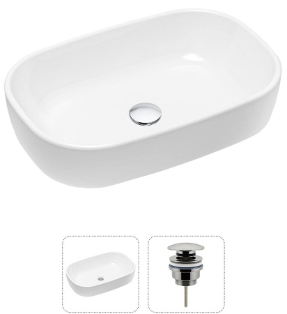 Комплект 2 в 1 Lavinia Boho Bathroom Sink 21520789: накладная раковина 54 см, донный клапан