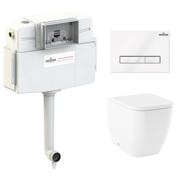 Комплект 4 в 1 Lavinia Boho One 77060225, приставной унитаз, сиденье микролифт, бачок скрытого монтажа, крепление, клавиша смыва