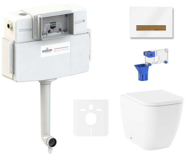 Комплект 5 в 1 Lavinia Boho One 87551026, приставной унитаз, сиденье микролифт, бачок скрытого монтажа, крепление, клавиша смыва, диспенсер