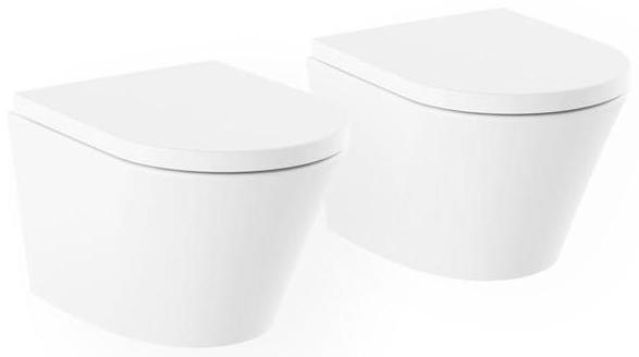 Комплект 2 в 1 Lavinia Boho Biore Compacto Rimless 21020005, чаша подвесного унитаза 2 штуки, быстросъемное сиденье микролифт из прочного дюропласта с хромированными металлическими петлями 2 штуки