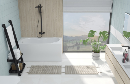 Комплект 3 в 1 Lavinia Boho Easter Pro S1-3706005P, акриловая ванна 150x70 см, усиленный металлический каркас с монтажным набором, мягкий силиконовый подголовник