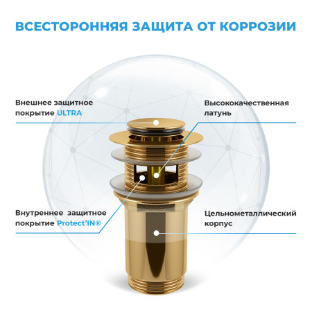 Комплект 3 в 1 Lavinia Boho One 21520782: подвесная раковина 37 см, металлический сифон, донный клапан
