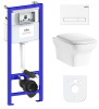 Комплект 6 в 1 Lavinia Boho Bristol Rimless 77040109, премиум с пластиковой белой клавишей, инсталляцией и унитазом