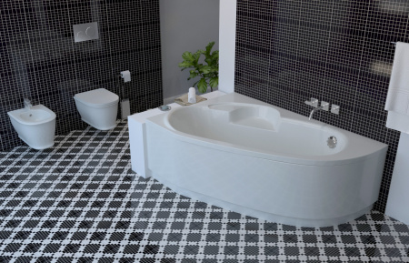Комплект 3 в 1 Lavinia Boho Bell Pro S1-370215PL, акриловая ванна 150x100 см (левый разворот), усиленный металлический каркас, мягкий подголовник Комплект 3 в 1 Lavinia Boho Bell Pro S1-370215PL, акриловая ванна 150x100 см (левый разворот), усиленный металлический каркас, мягкий подголовник