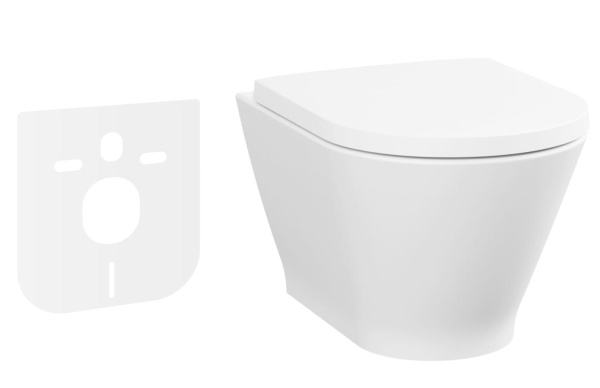 Комплект 2 в 1 Lavinia Boho Elegant Rimless 21010010, подвесной безободковый унитаз, быстросъемное сиденье микролифт из прочного дюропласта, шумоизоляция