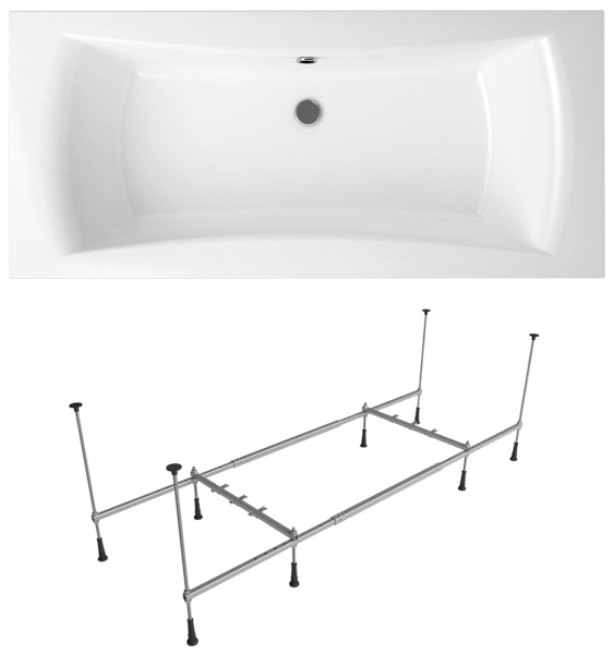 Комплект 2 в 1 Lavinia Boho Evan S1-37110180, акриловая ванна 180x80 см, усиленный металлический каркас с монтажным набором