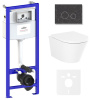 Комплект 6 в 1 Lavinia Boho Biore Compacto Rimless 75110151, премиум с каменной черно-серой клавишей, инсталляцией и унитазом