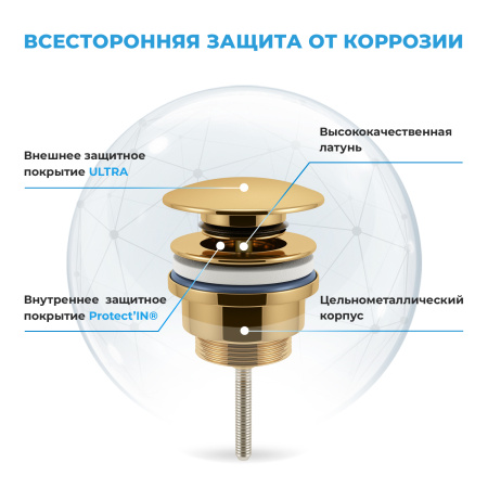 Комплект 3 в 1 Lavinia Boho One 21520773: подвесная раковина 37 см, металлический сифон, донный клапан