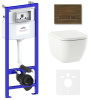 Комплект 6 в 1 Lavinia Boho One Rimless 75110103, премиум с пластиковой коричневой клавишей, инсталляцией и унитазом
