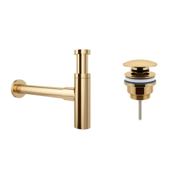 Комплект 3 в 1 Lavinia Boho One 21520783: подвесная раковина 37 см, металлический сифон, донный клапан