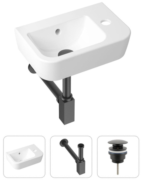 Комплект 3 в 1 Lavinia Boho One 21520761: подвесная раковина  37 см, металлический сифон, донный клапан