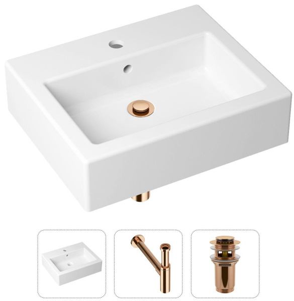 Комплект 3 в 1 Lavinia Boho Bathroom Sink 21520690: накладная раковина 50.5 см, металлический сифон, донный клапан