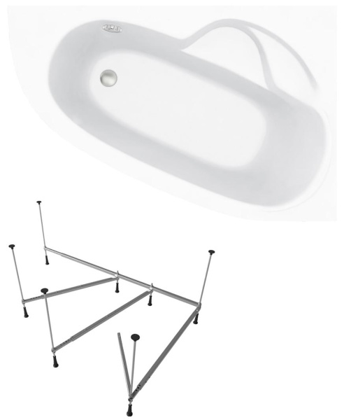Комплект 2 в 1 Lavinia Boho Bell Pro S1-3702150R, акриловая ванна 150x100 см (правый разворот), усиленный металлический каркас