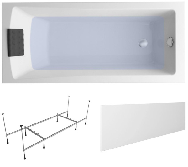 Комплект 4 в 1 Lavinia Boho One S2-3701006P, акриловая ванна 160x70 см, металлический каркас с монтажным набором, подголовник, лицевой экран