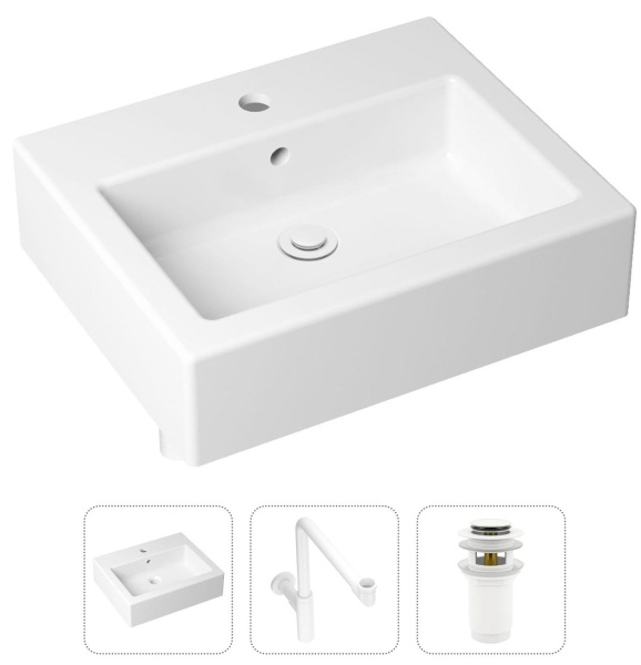 Комплект 3 в 1 Lavinia Boho Bathroom Sink 21520702: накладная раковина 50.5 см, металлический сифон, донный клапан